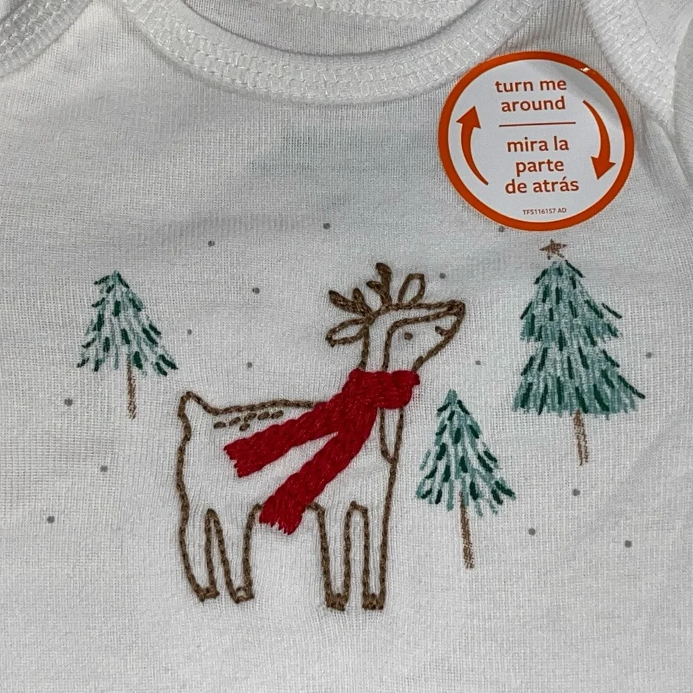 Carter's White and Green Reindeer Matching Set - Picture 3 of 5